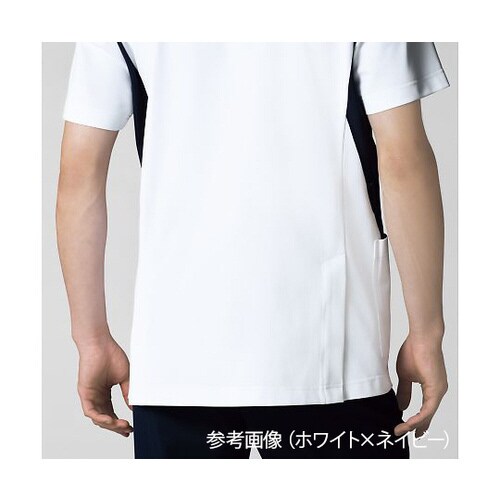 メンズジャケット半袖 ホワイトxネイビー 5L