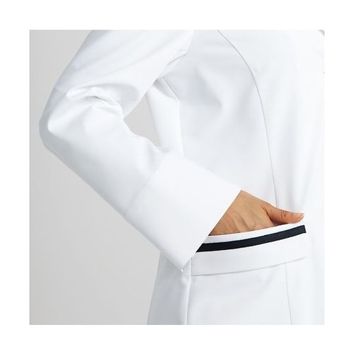 レディズ診察衣 ホワイトxネイビー 3L