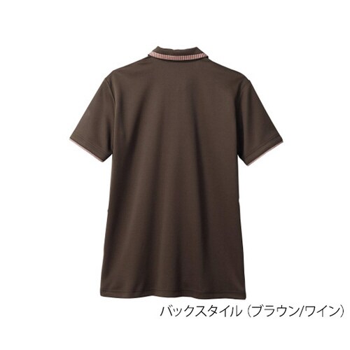 ニットシャツ レディス 半袖 ブラウン/ワイン L