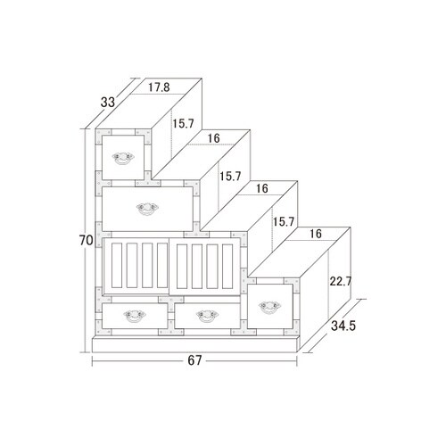 民芸調 階段箪笥 右下がり