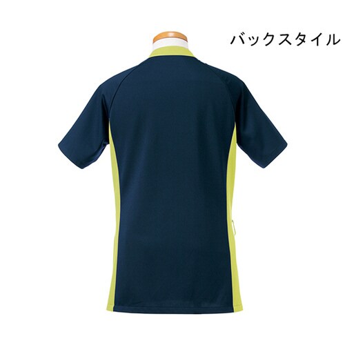 メンズ半袖スクラブジャケット3Lネイビー×グリーン