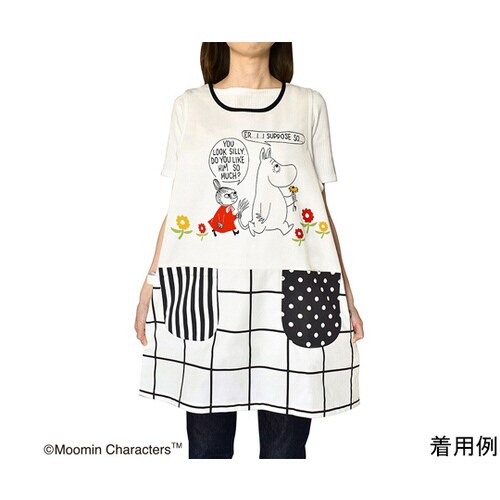 ムーミンエプロン ブラックチェック アイボリー