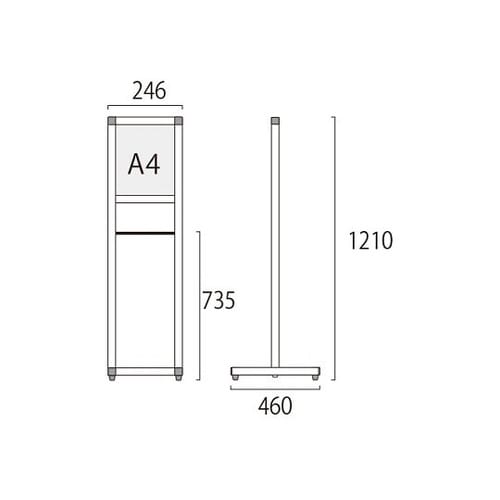 L型テーブル付サインスタンド A4縦