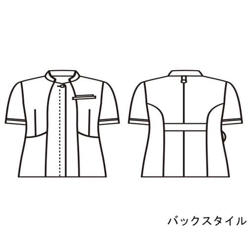 ナースジャケット 半袖 白/ラベンダー&ピンク S