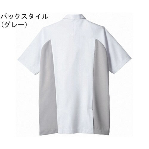 スクラブ メンズ 半袖 白/ターコイズ LL