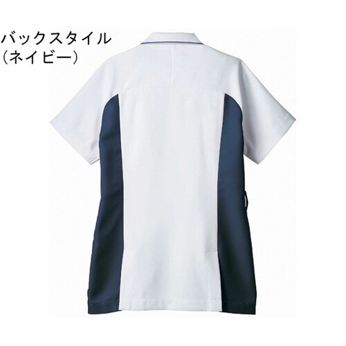 スクラブ レディス 半袖 白/ワイン L