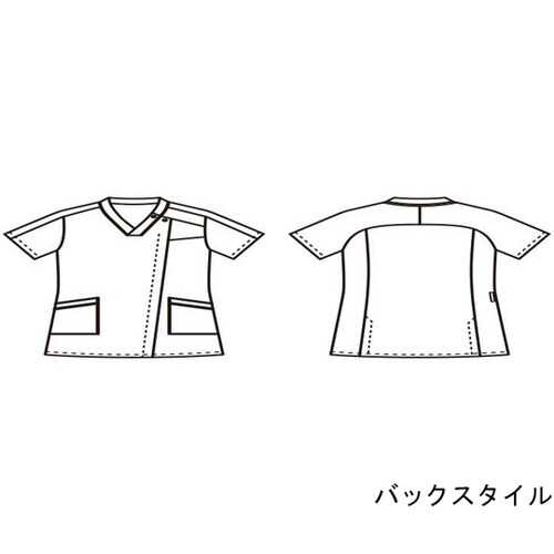 スクラブ レディス 半袖 白/ワイン L