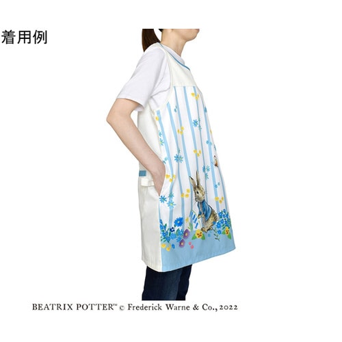 ピーターラビット? エプロン ストライプブルー