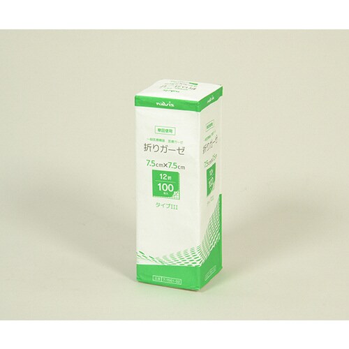 折りガーゼ 12折 75×75mm 100枚入