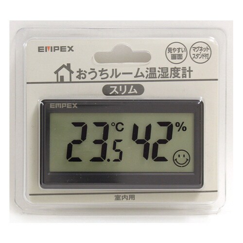 おうちルーム温湿度計 スリム ブラック