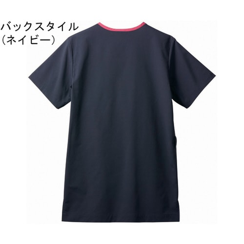 スクラブ 兼用 半袖 Mサックス/ネイビー LL