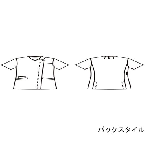 スクラブ レディス 半袖 白/バーガンディ 3L