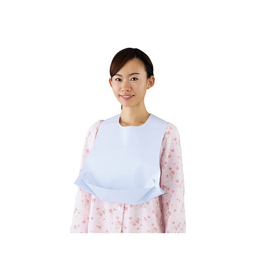 かびにくい食事用エプロン(ポケットタイプ) ブルー