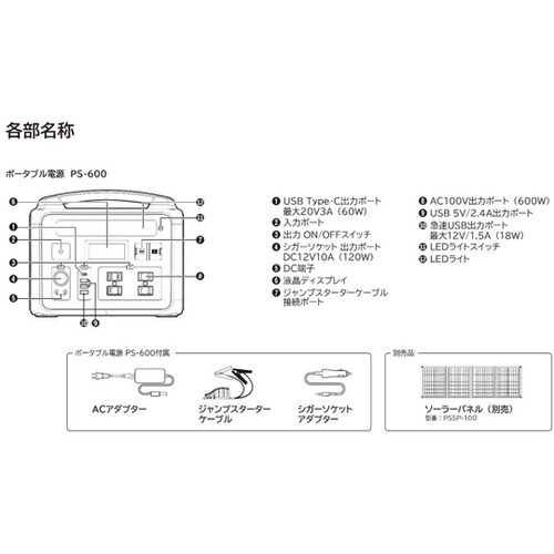 ポータブル電源 600W
