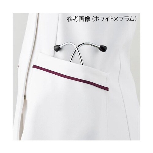 レディススクラブジャケット半袖 プラムxグレー M