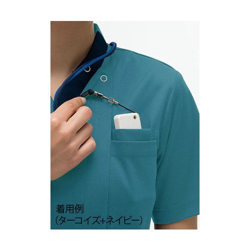 女子スクラブ ターコイズ+ネイビー M