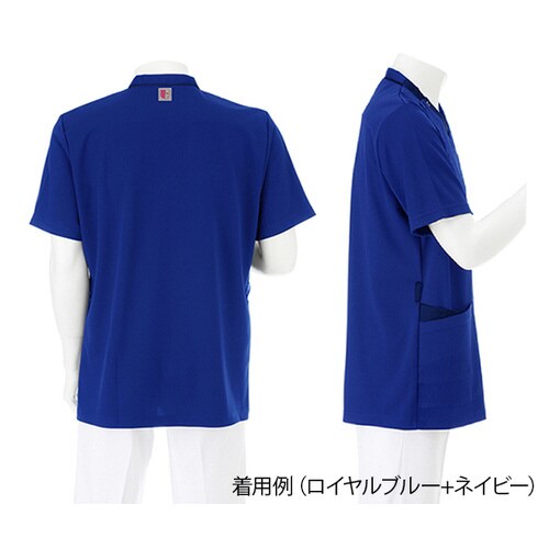 男子スクラブ ターコイズ+ネイビー M