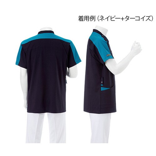 男子スクラブ ネイビー+ターコイズ L