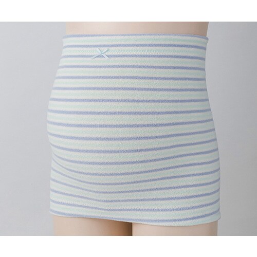 ふわふわパイルボーダー妊婦帯 サックス M