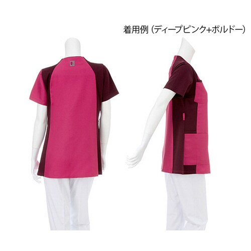 男女兼用スクラブ ディープピンク+ボルドー BL
