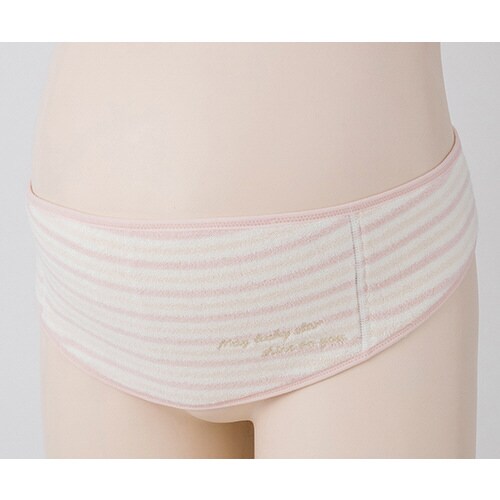 ふわふわパイルボーダー妊婦帯 ピンク LL