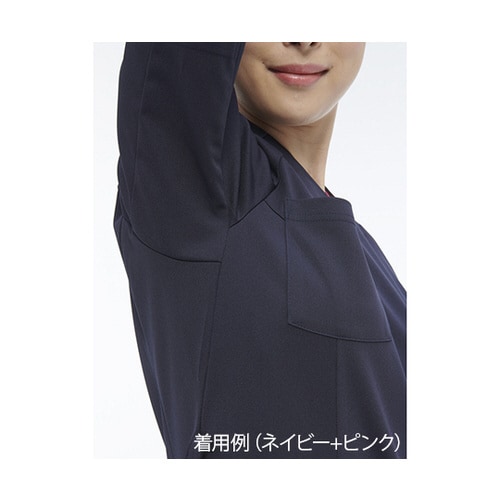 女子スクラブ ネイビー+ターコイズ L