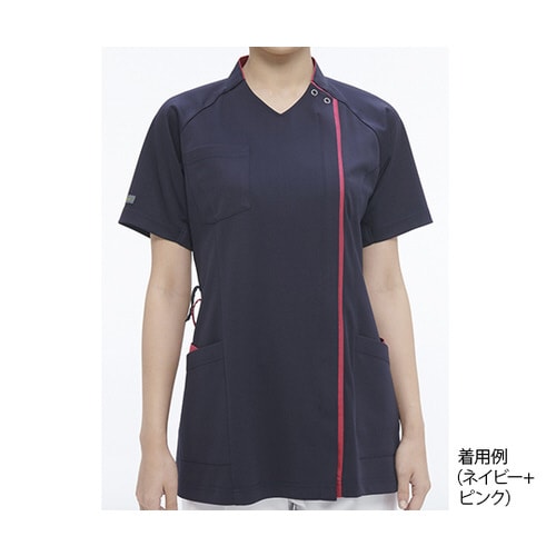 女子スクラブ ネイビー+ターコイズ L