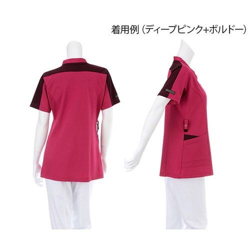 女子スクラブ ボルドー+ピンク LL