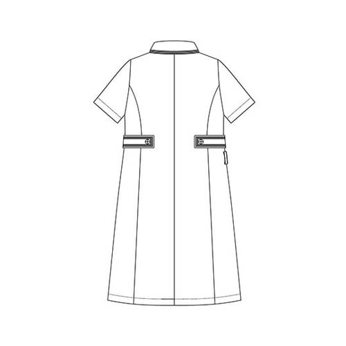 ラインカラーワンピース ホワイト×ネイビー LL