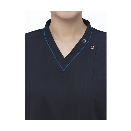 男女兼用スクラブ ネイビー+ターコイズ S