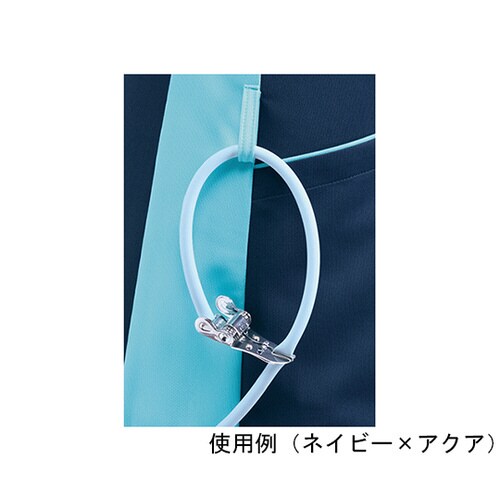 メンズ半袖スクラブジャケット3Lネイビー×アクア