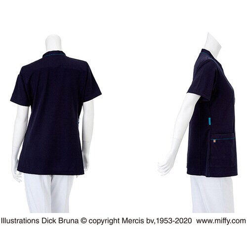 男女兼用スクラブ ネイビー+ターコイズ M