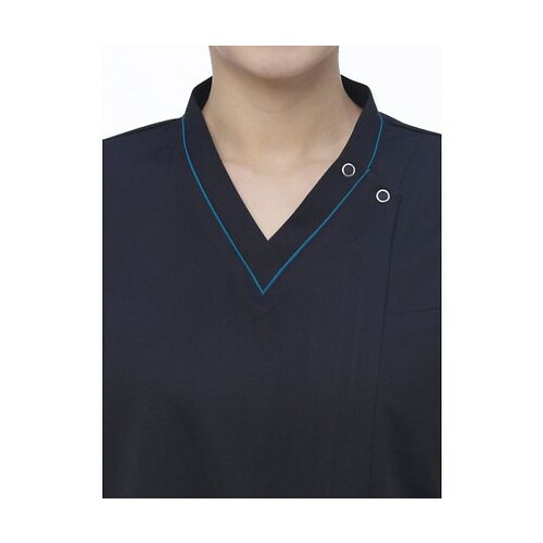 男女兼用スクラブ ネイビー+ターコイズ M