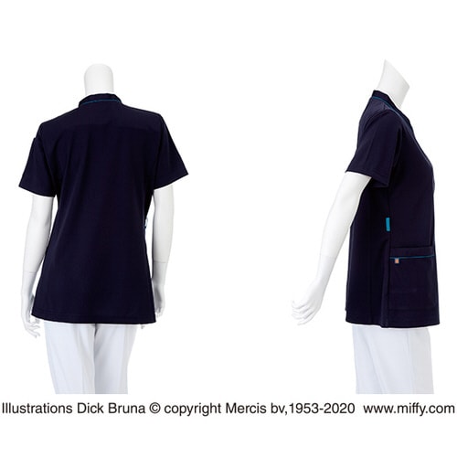 男女兼用スクラブ ネイビー+ターコイズ L