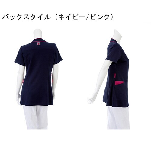 女子スクラブ ディープピンク+ボルドー L