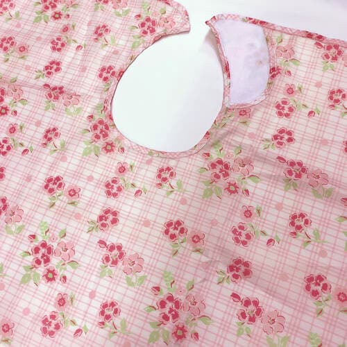 大人用食事エプロン 花柄 ピンク