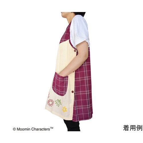 ムーミンエプロン チェック ボルドー