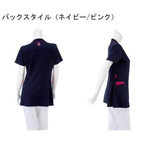 女子スクラブ ネイビー+ピンク L