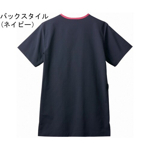 スクラブ 兼用 半袖 Mターコイズ/ネイビー LL