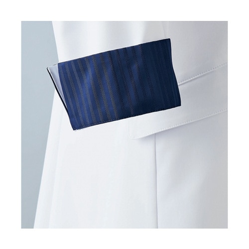 ドクターコートレディス7分袖 白/ネイビー M