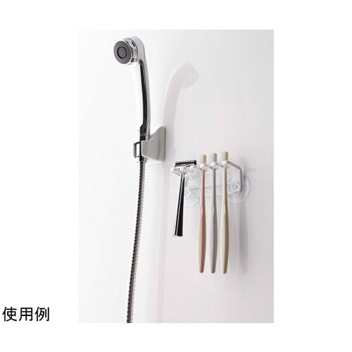 吸盤歯ブラシホルダー 5連 ミスト ホワイト