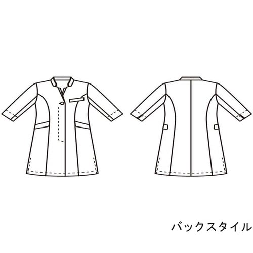 ドクターコートレディス7分袖 白/ネイビー 3L