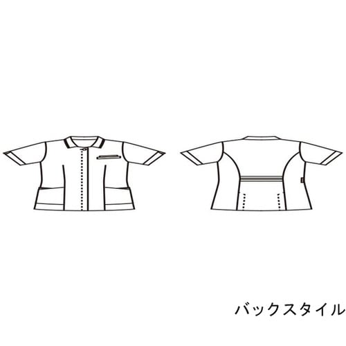 ナースジャケット 半袖 白/バーガンディ M