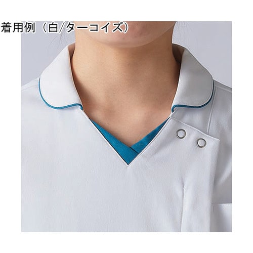 スクラブ レディス 半袖 白/ネイビー L