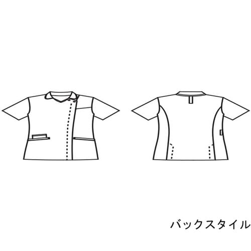 スクラブ レディス 半袖 白/ターコイズ S