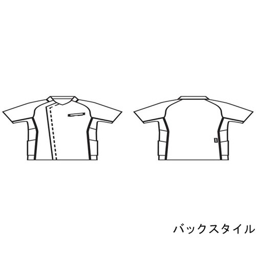 スクラブ メンズ 半袖 ネイビー×グレー LL