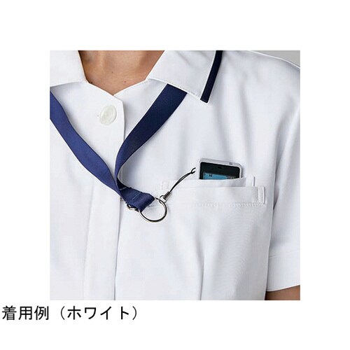 ナースジャケット 半袖 サックス/ネイビー L