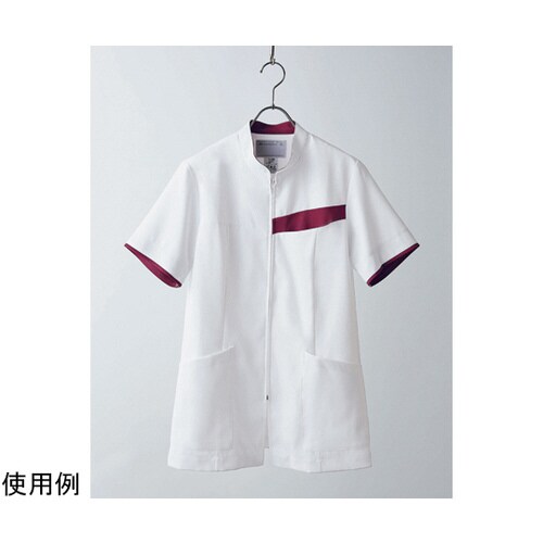 ジャケット レディス 半袖 白/ワイン L