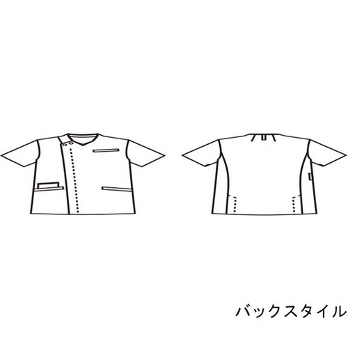 スクラブ メンズ 半袖 ターコイズ/ネイビー L