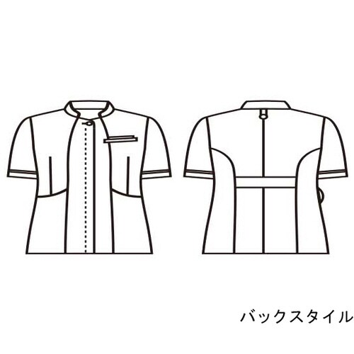 ナースジャケット 半袖 白/ラベンダー&ピンク L